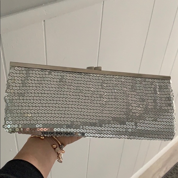 Handbags - Silver sequin clutch evening bag